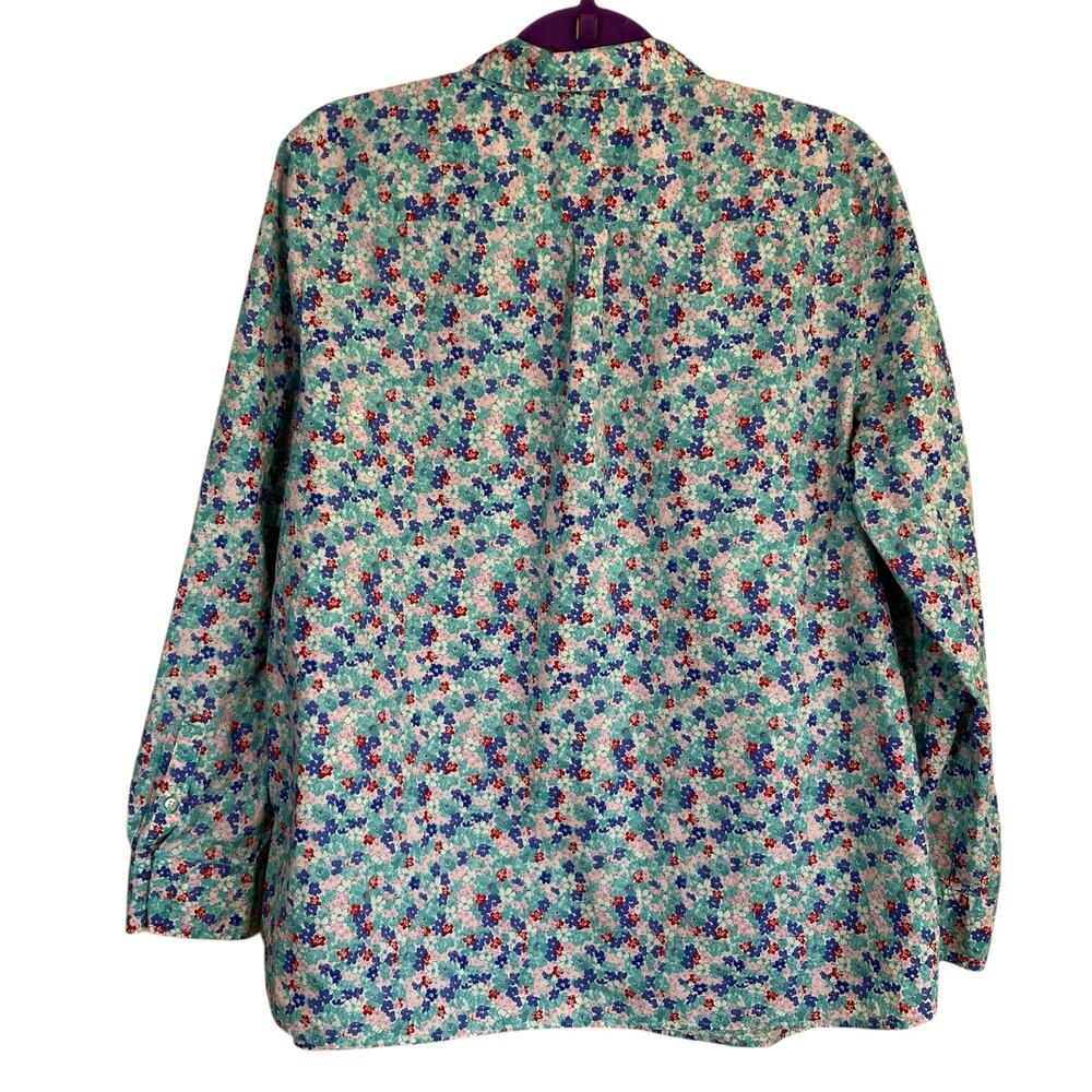 Talbots Sz XL Poplin Cotton Button-front Shirt in Lovely Ditsy Floral Print - Picture 4 of 16